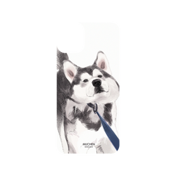 犀牛盾SolidSuit手機殼 - iPhone 11 Pro Max - 【聯名設計款】 - 沐晨Muchen - 白底拉住哈士奇